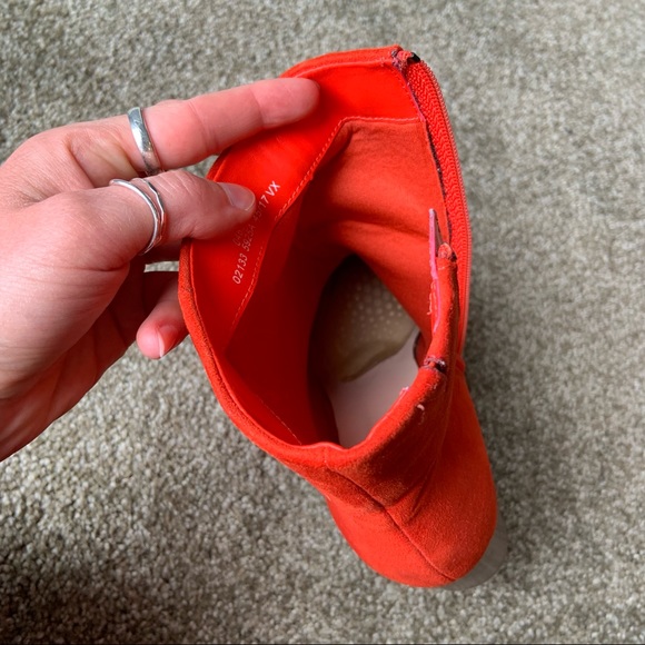 Tomato red suede heeled boots - M&S size 7 - Picture 10 of 11